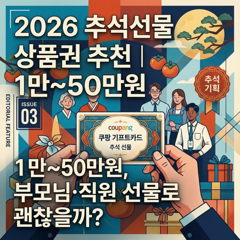 2026 추석선물 상품권 추천｜1만~50만원 쿠팡 기프트카드, 부모님·지인 선물로 괜찮을까?